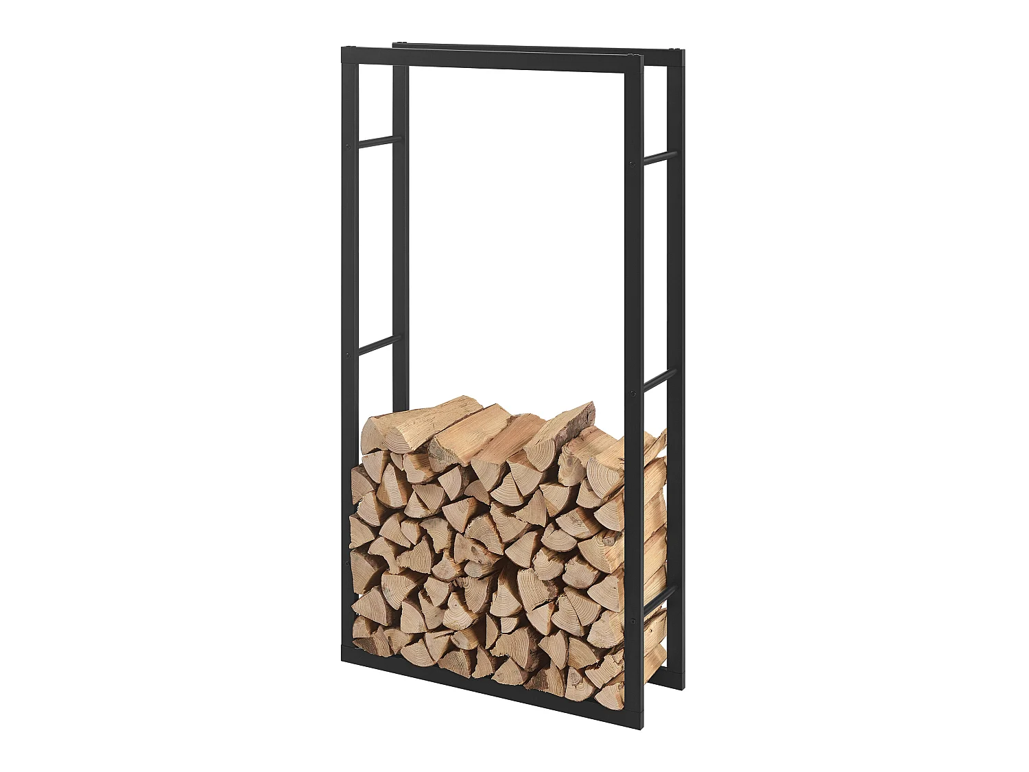 Porte-Bûches Range-Bûches pour Bois de Chauffage Intérieur Extérieur Acier Laqué 80 x 150 x 25 cm Noir [en.casa]