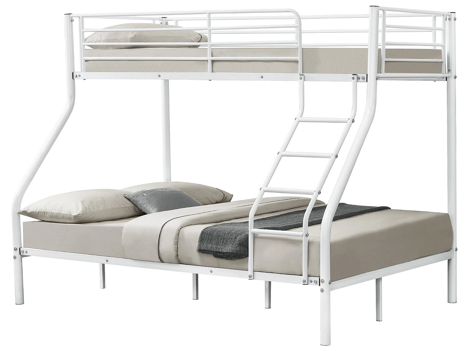 Cadre de lit superposé métal pour 3 Personnes 210 x 148 x 168cm Blanc [neu.haus]