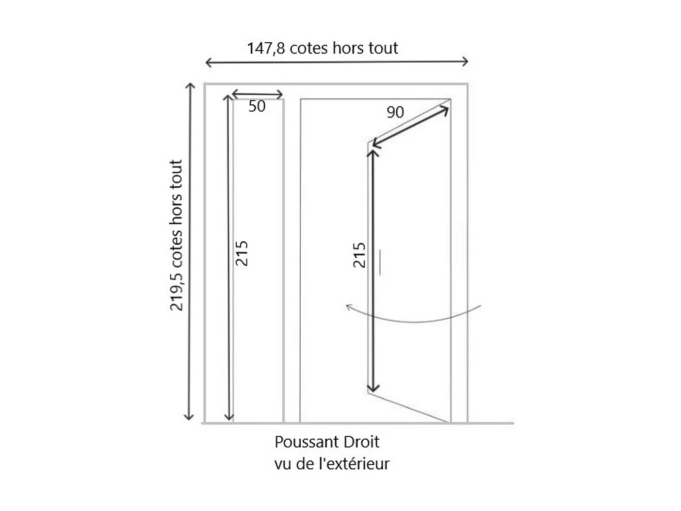 Puerta de Entrada Escalonada Modelo 'Marine' Tamaño 215 X 140 Empuje Derecho (Dimensiones de la Tabla) sin manilla