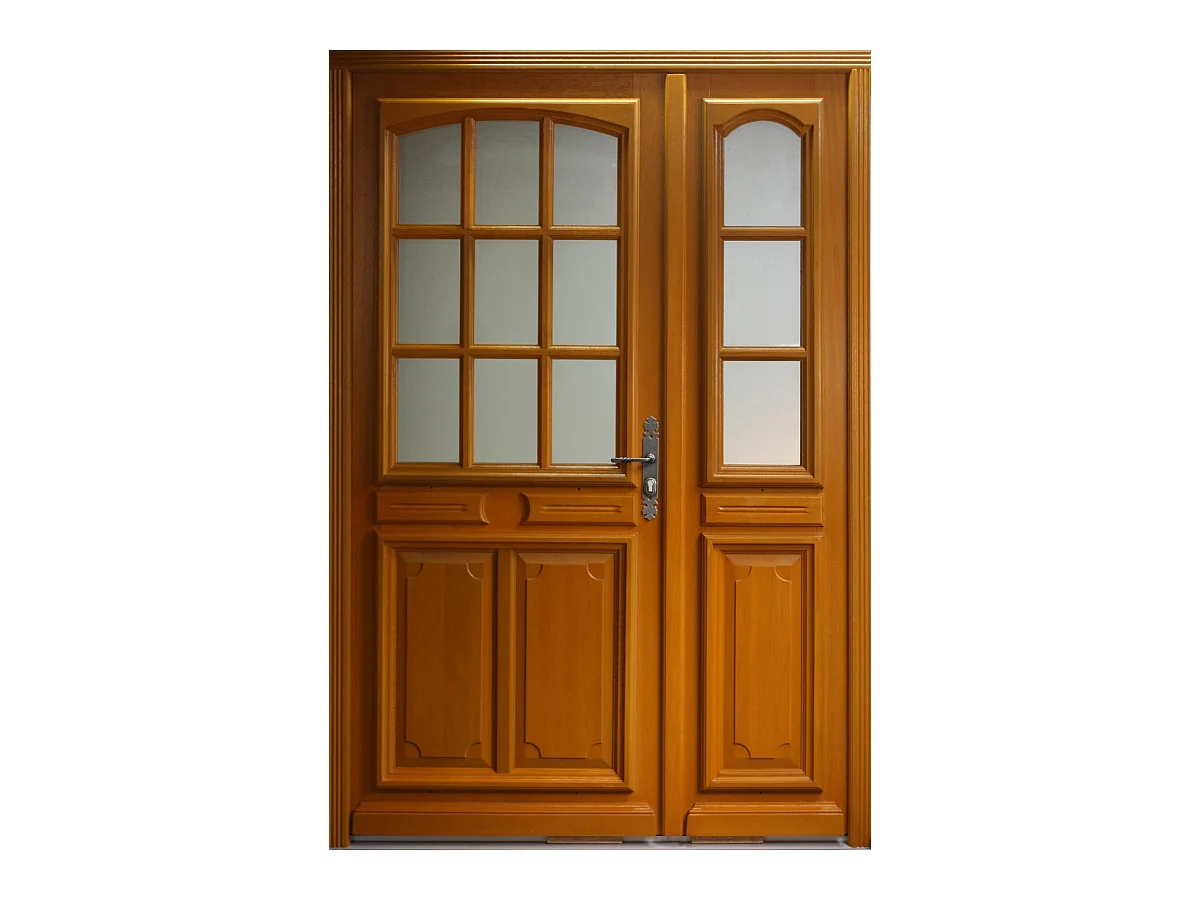 Porte D'Entrée Tiercee Bois Vitrée Marine H215 X L130 P,Gauche Côtes Tableau
