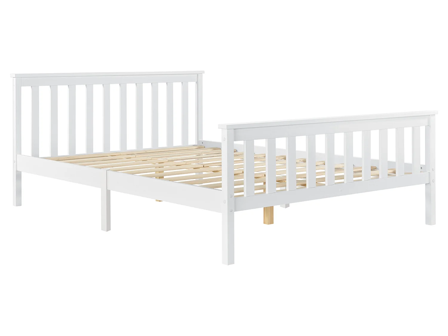 Cadre de Lit en Bois de Pin Breda 160 x 200 cm Blanc Mat Laqué [en.casa]