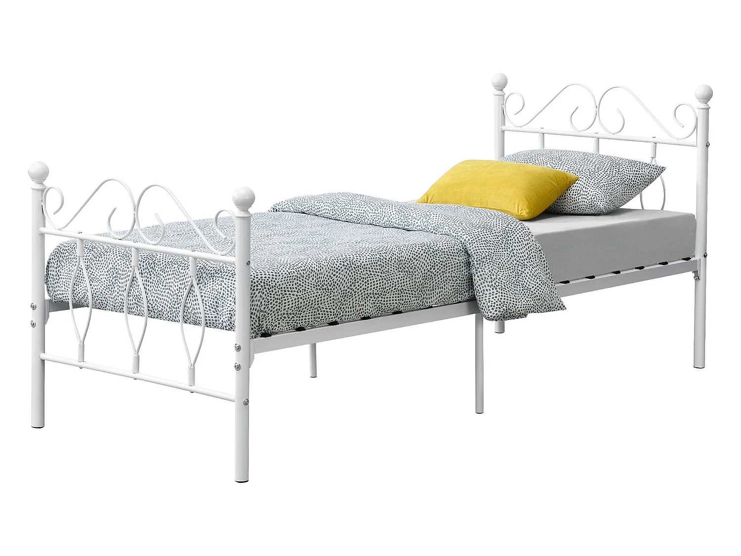 Cadre de Lit Simple Apolda en Métal 90 x 200 cm Blanc Mat [en.casa]