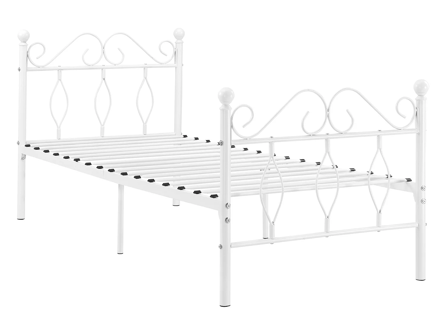 Cadre de Lit Simple Apolda en Métal 90 x 200 cm Blanc Mat [en.casa]