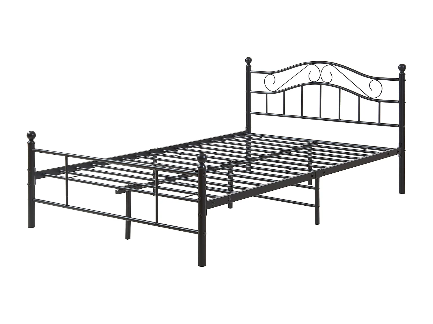 Cadre de lit métallique Florenz avec tête de lit 120 x 200 cm noir [en.casa]