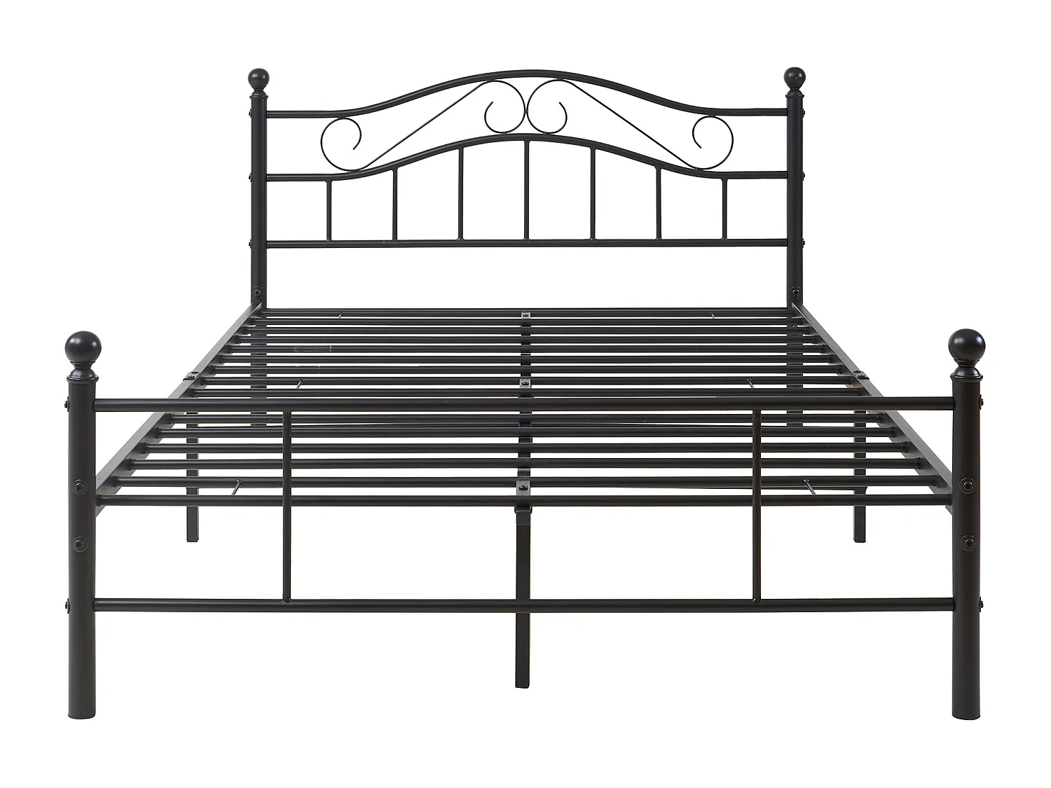 Cadre de lit métallique Florenz avec tête de lit 120 x 200 cm noir [en.casa]