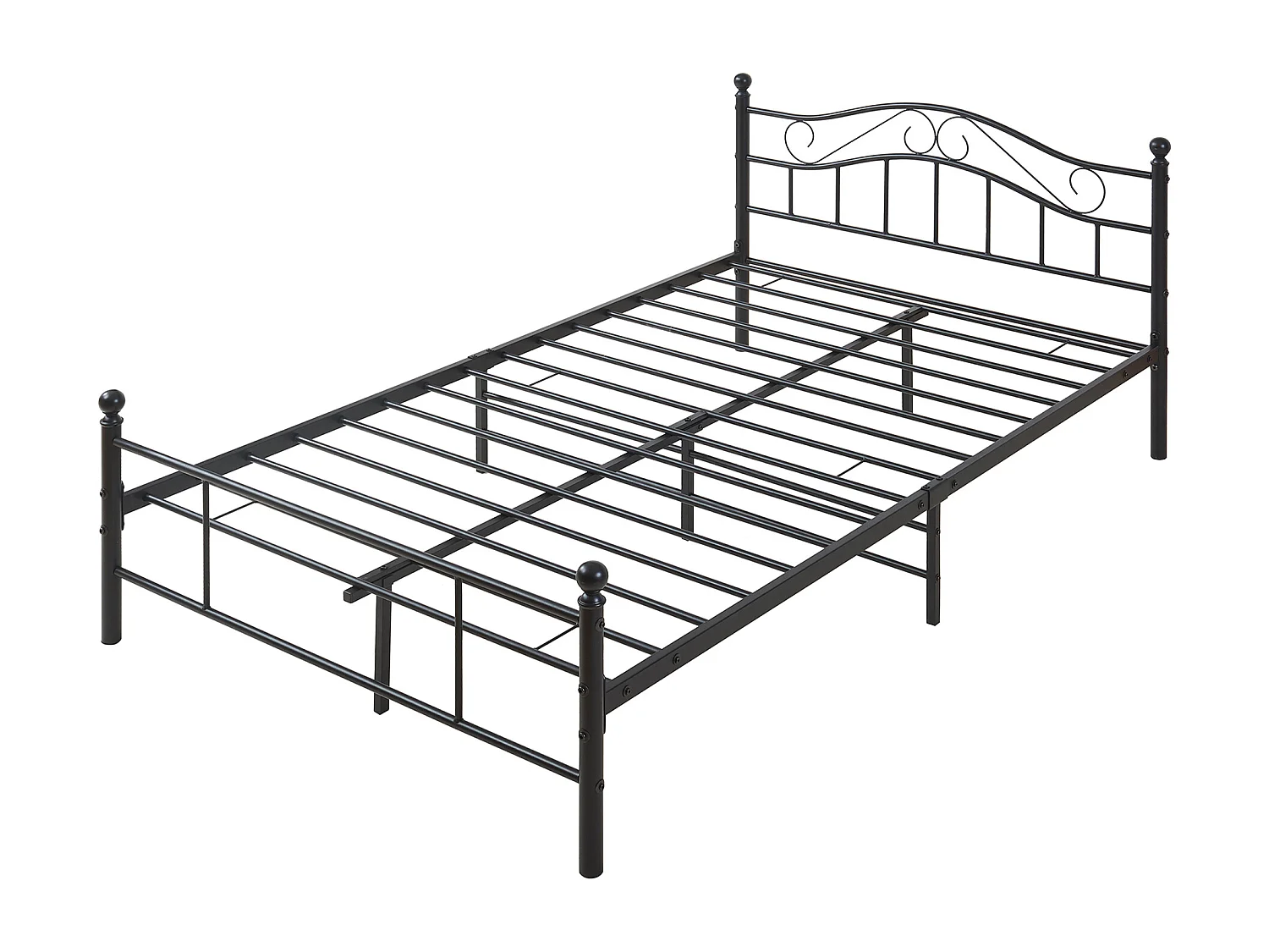Cadre de lit métallique Florenz avec tête de lit 120 x 200 cm noir [en.casa]