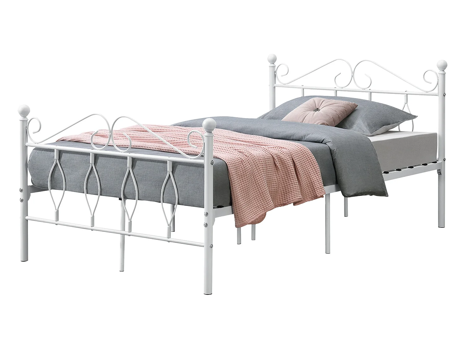Cadre de Lit Simple Apolda en Métal 120 x 200 cm Blanc Mat [en.casa]