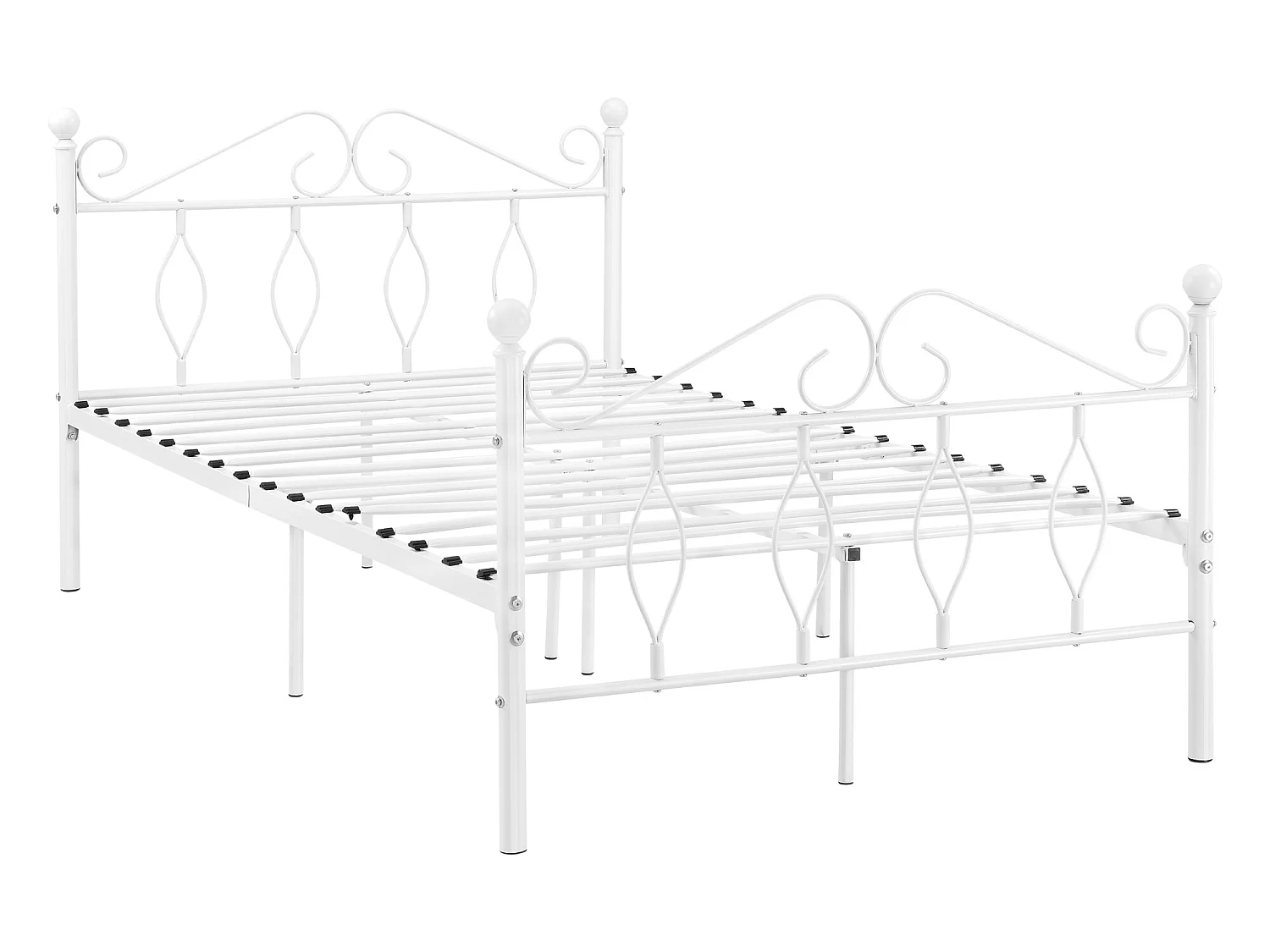 Cadre de Lit Simple Apolda en Métal 120 x 200 cm Blanc Mat [en.casa]