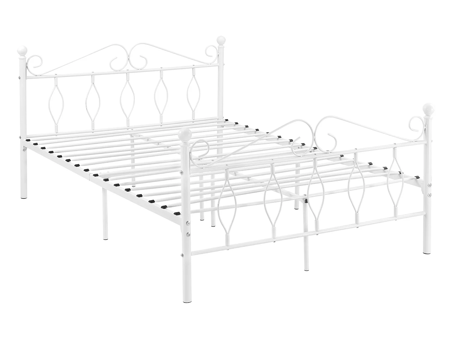 Cadre de Lit Double Apolda en Métal 140 x 200 cm Blanc Mat [en.casa]