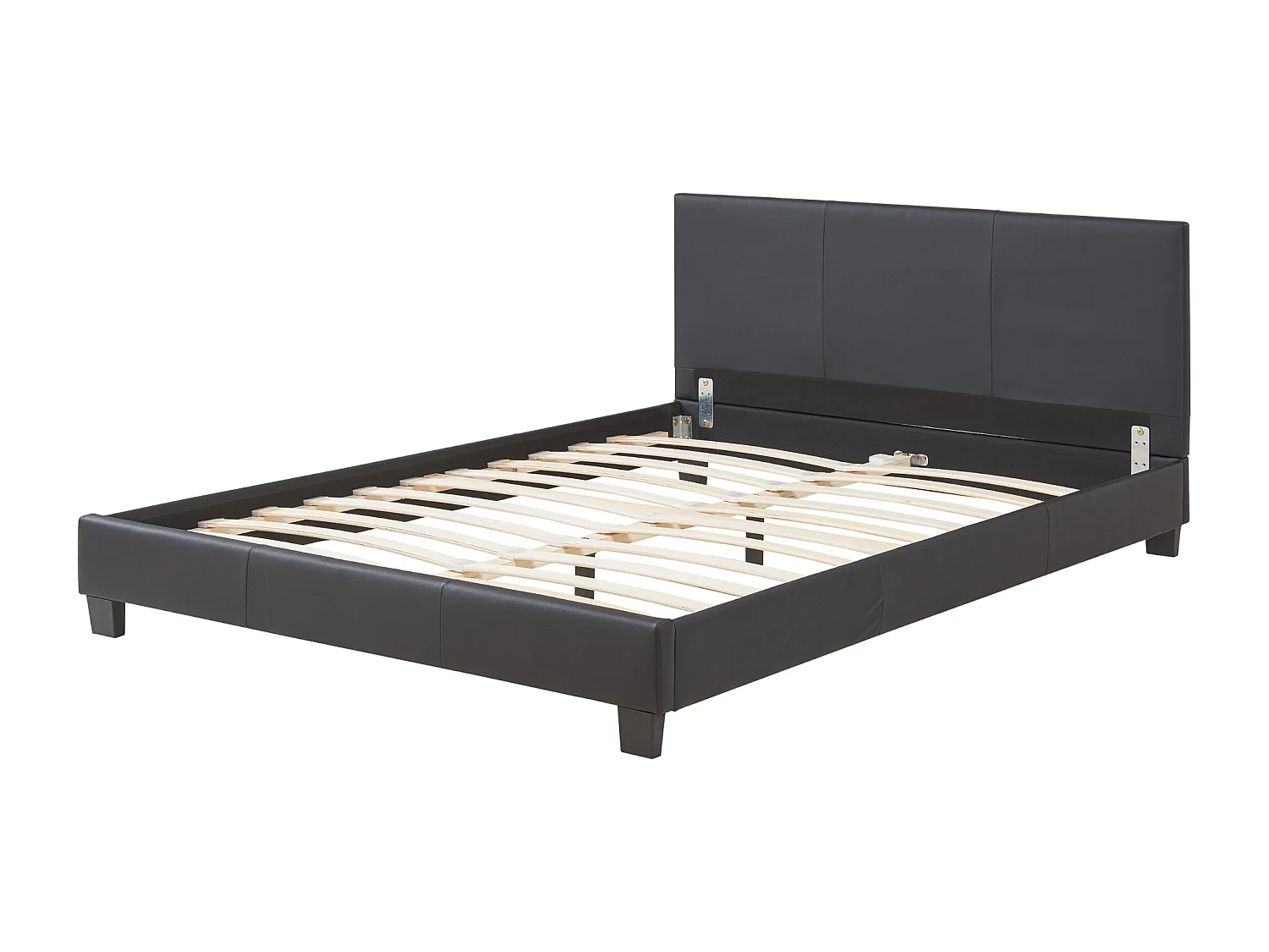 Lit Double Rembourré Albacete Sommier à Lattes Simili 140 x 200 cm Noir Corium