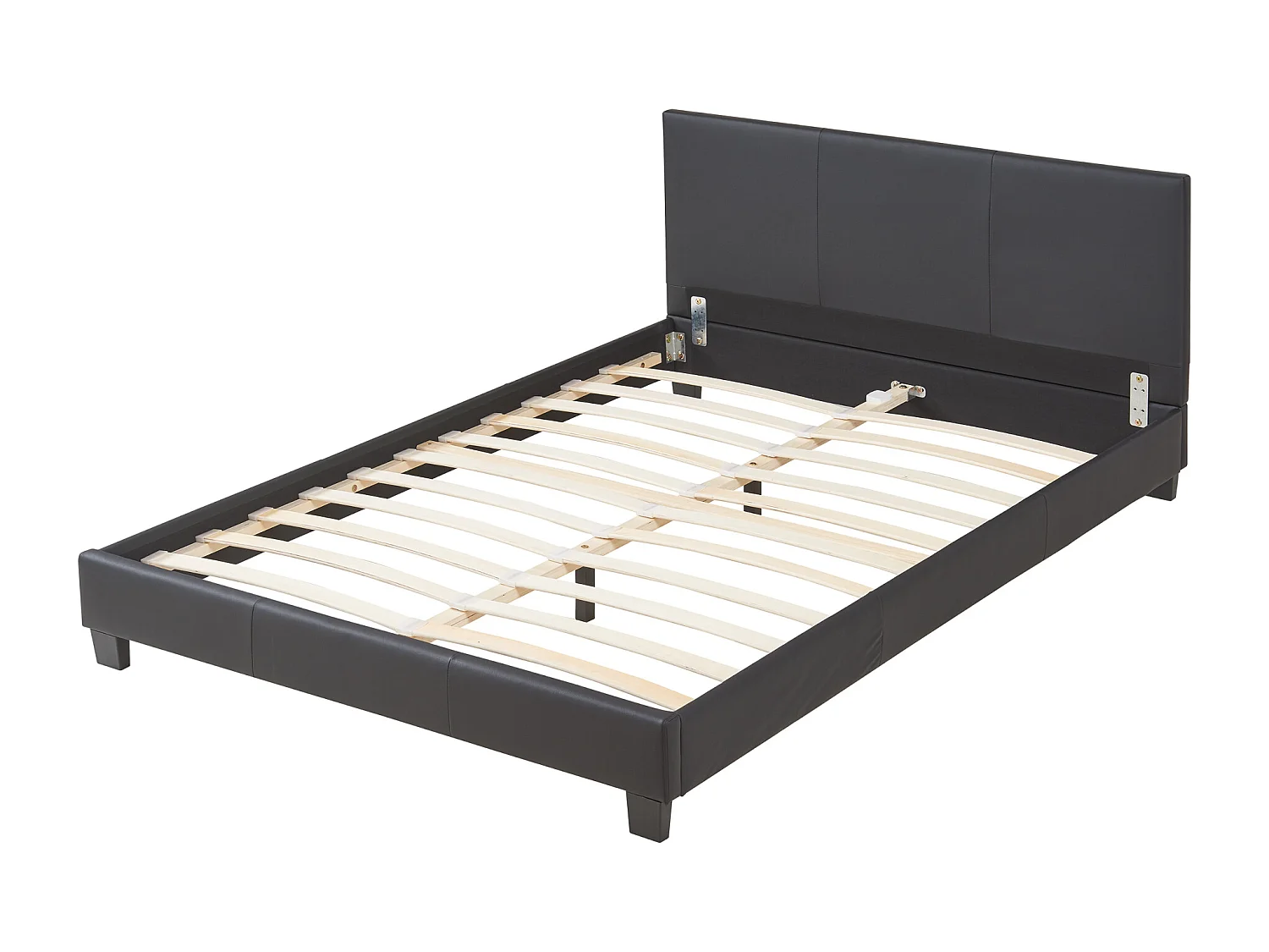 Lit Double Rembourré Albacete Sommier à Lattes Simili 140 x 200 cm Noir Corium