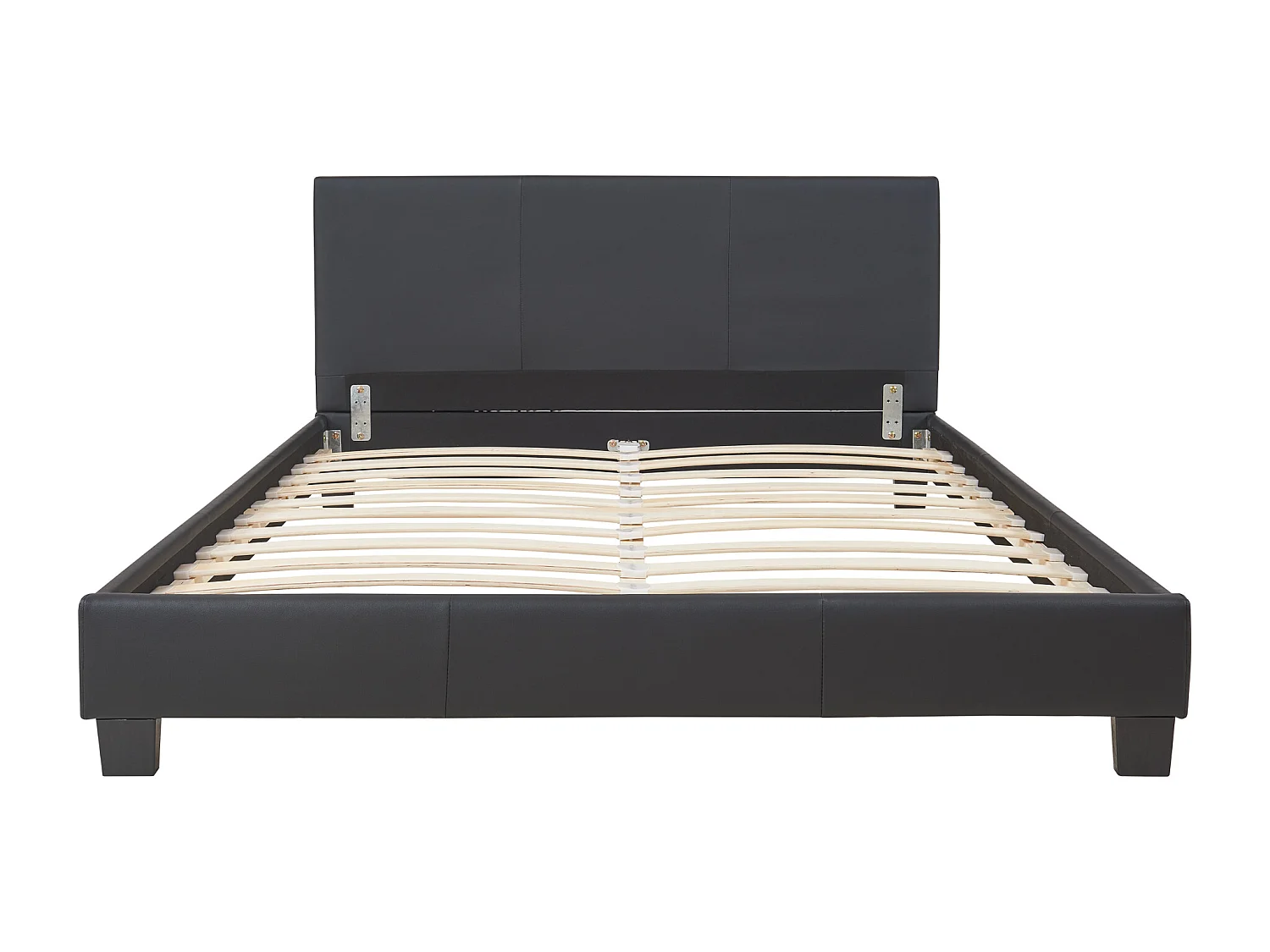 Lit Double Rembourré Albacete Sommier à Lattes Simili 140 x 200 cm Noir Corium