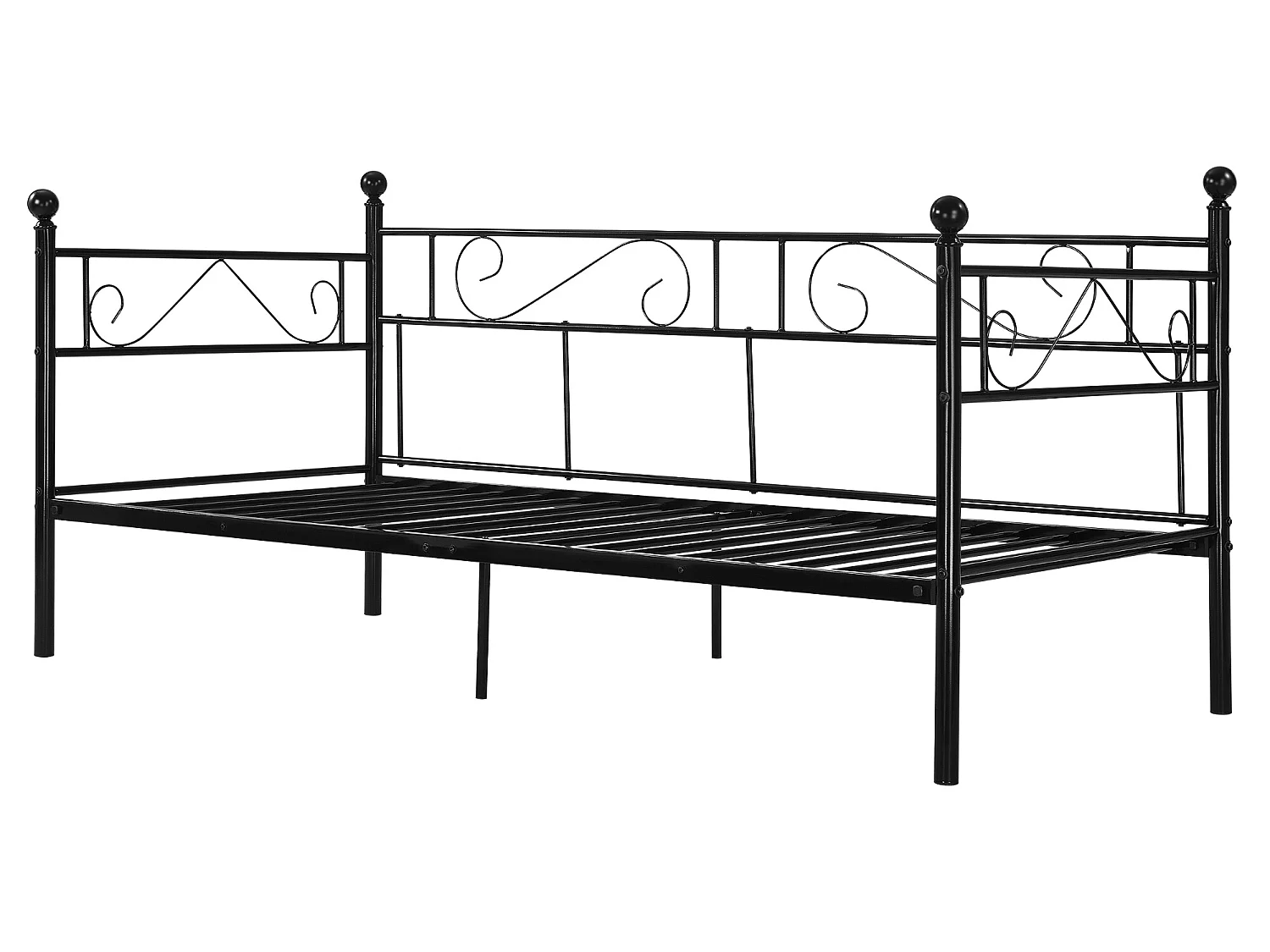 Divan en Acier Canapé Lit Simple en Métal 209 x 96,5 x 100 cm Noir [en.casa]