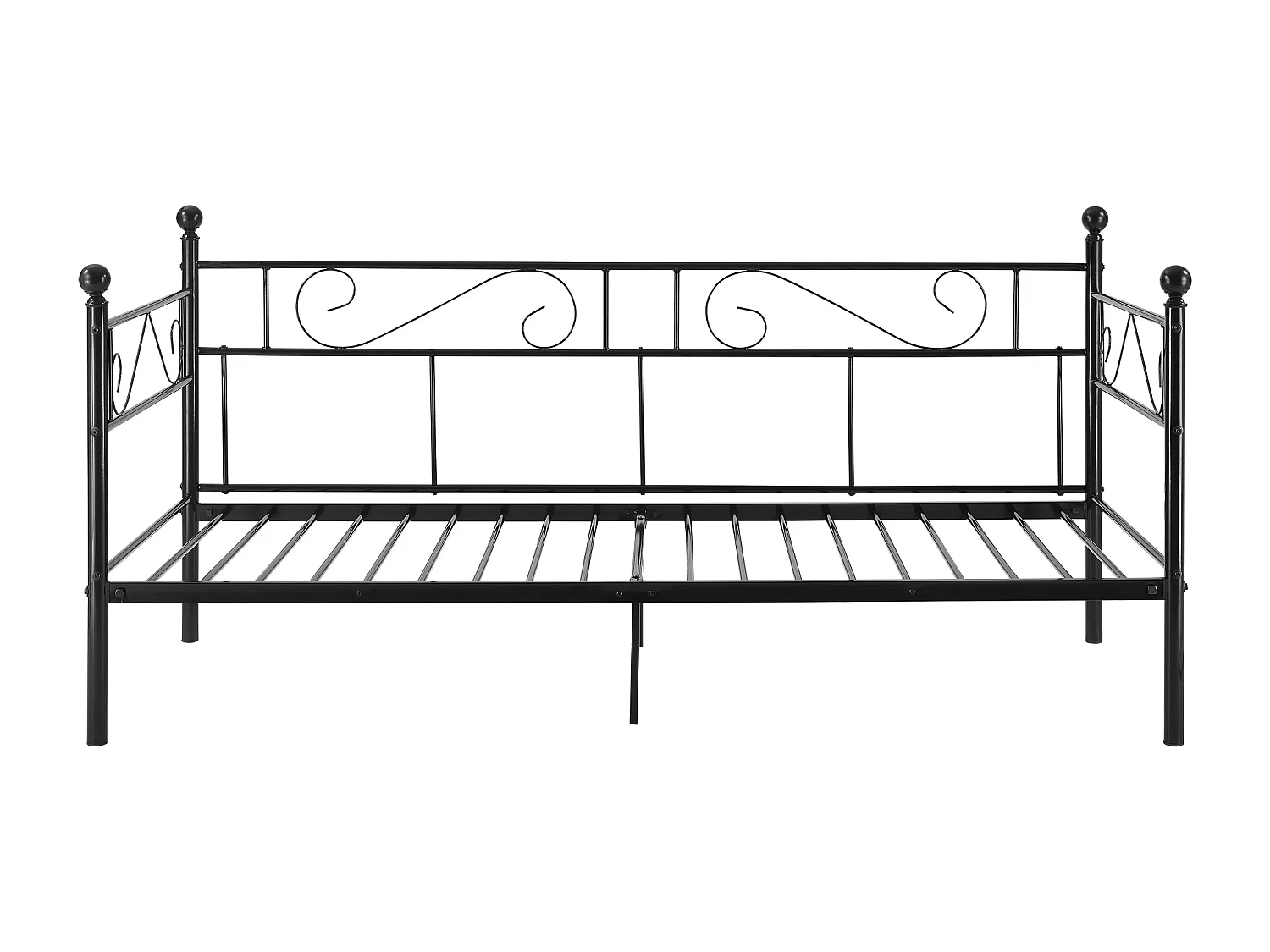 Divan en Acier Canapé Lit Simple en Métal 209 x 96,5 x 100 cm Noir [en.casa]