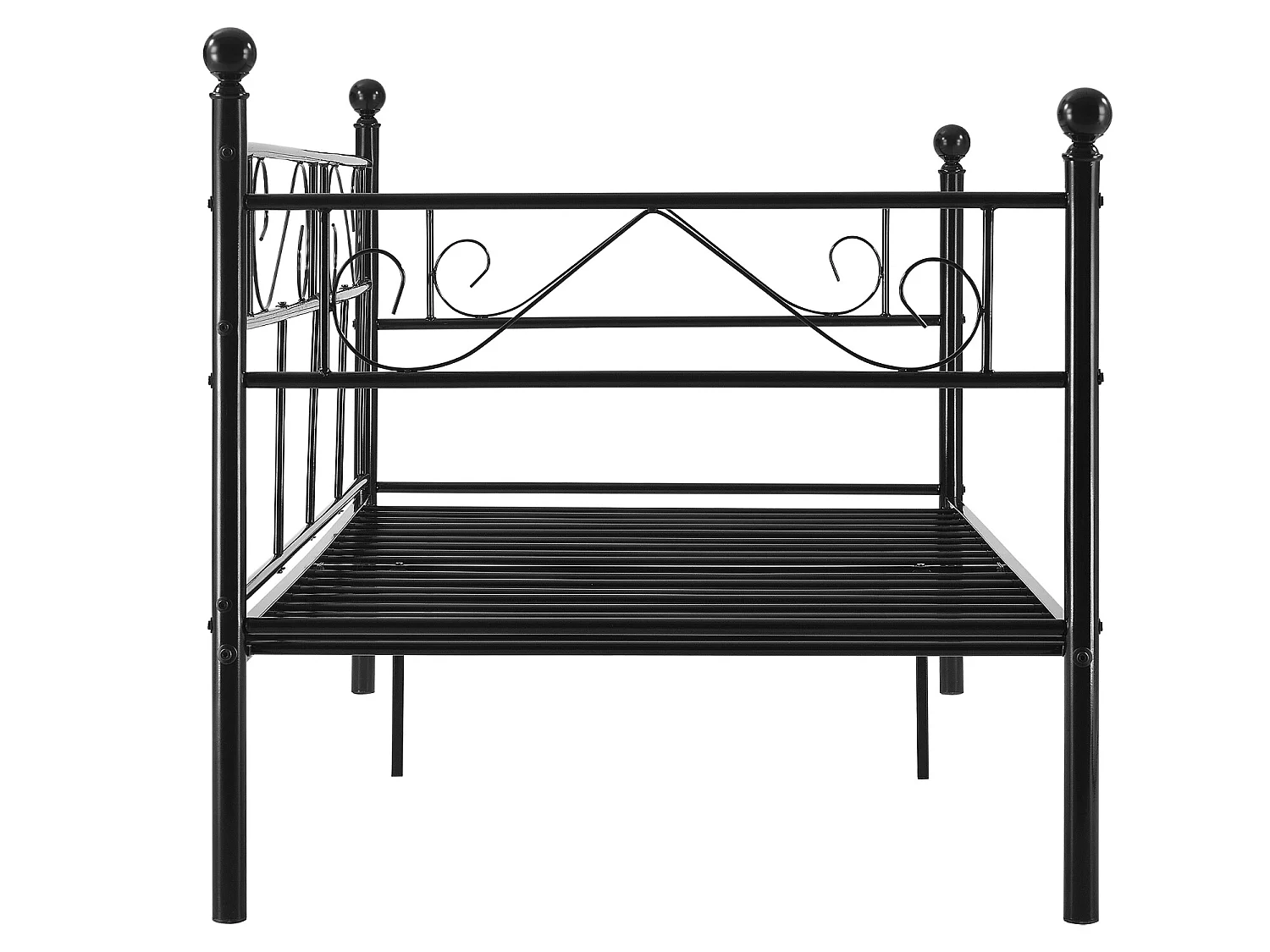 Divan en Acier Canapé Lit Simple en Métal 209 x 96,5 x 100 cm Noir [en.casa]