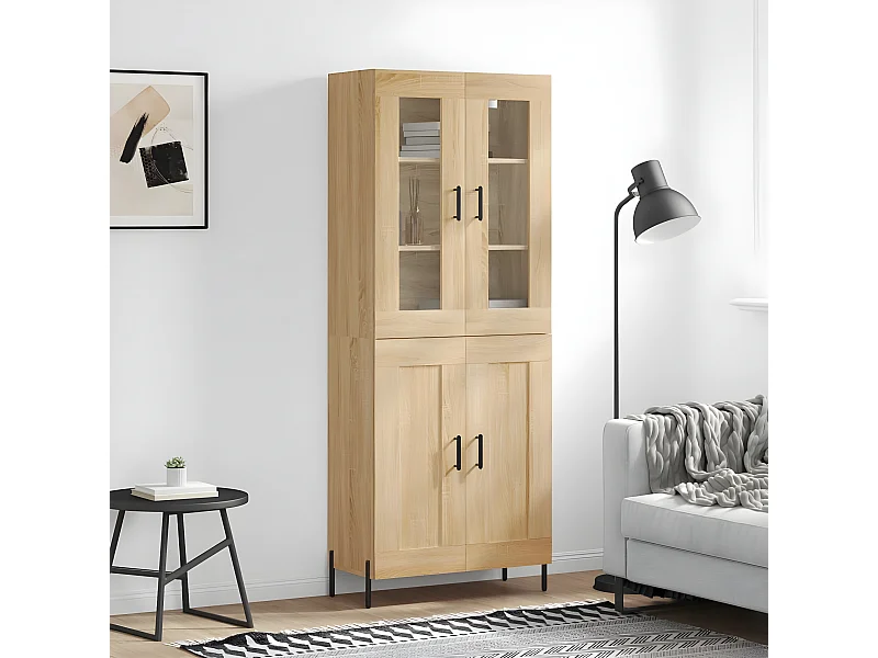 Aparador alto roble Sonoma 69,5x34x180 cm Madera contrachapada