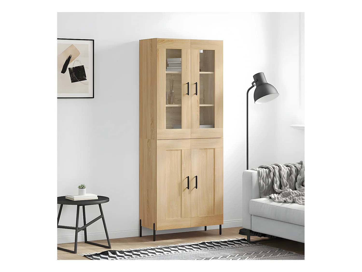 Aparador alto roble Sonoma 69,5x34x180 cm Madera contrachapada
