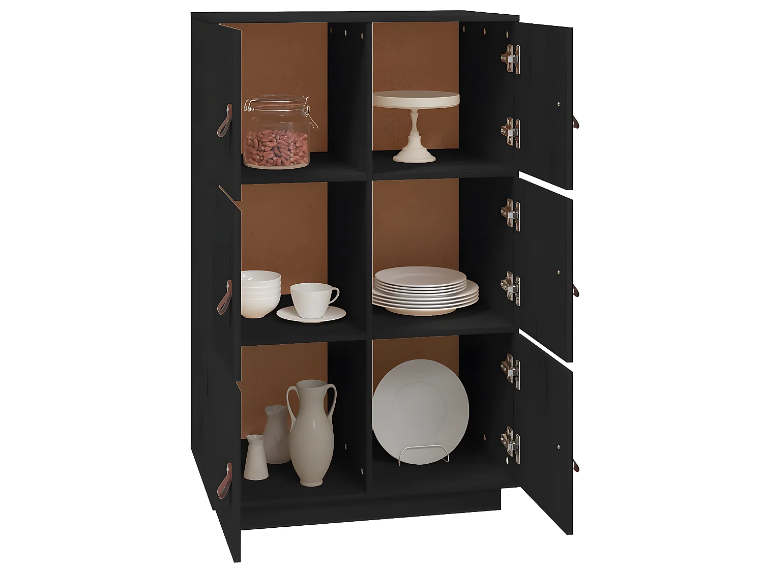 Buffet haut Noir 67x40x108,5 cm Bois massif de pin