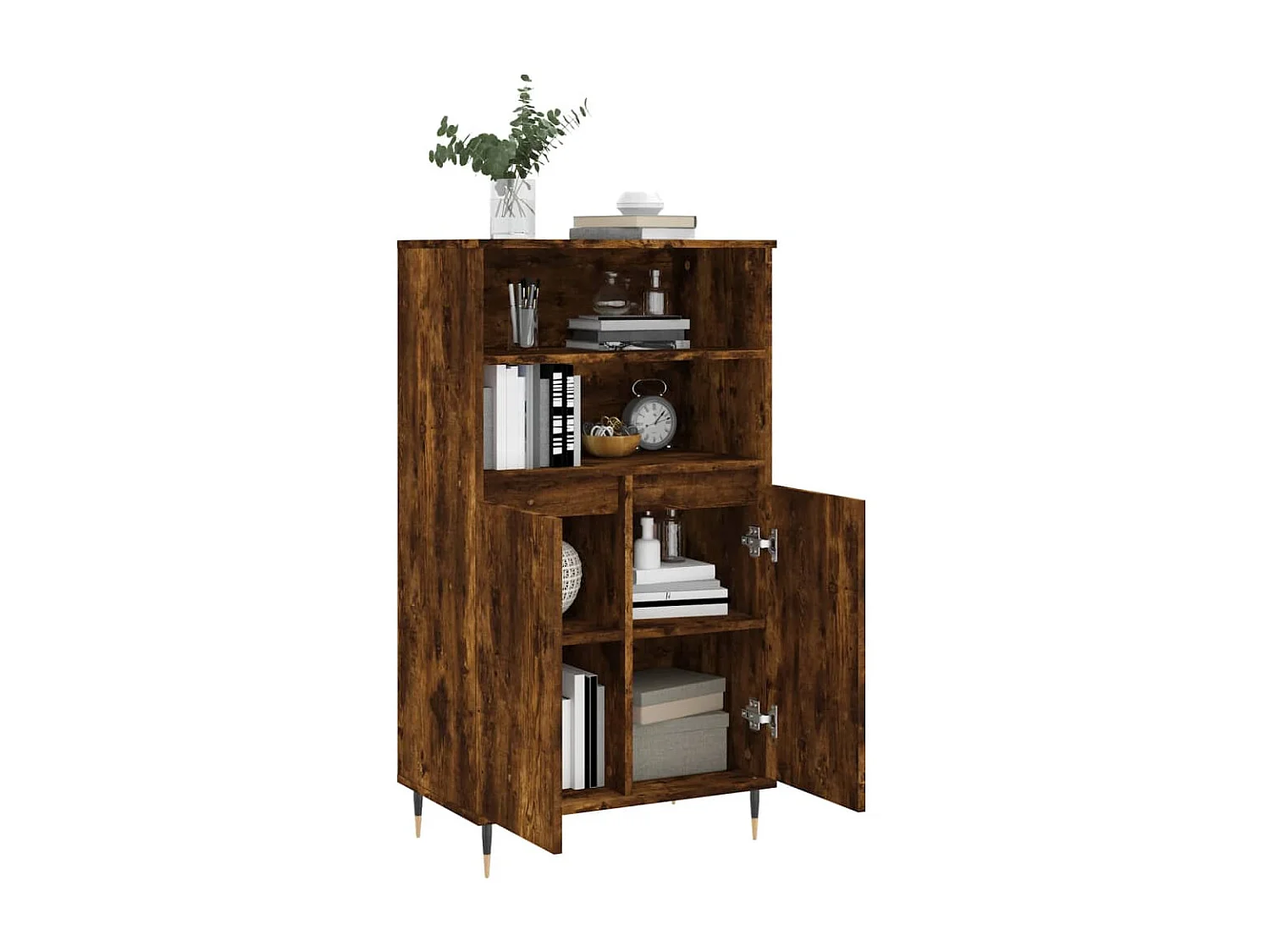 Credenza alta Rovere affumicato 60x36x110 cm MDF