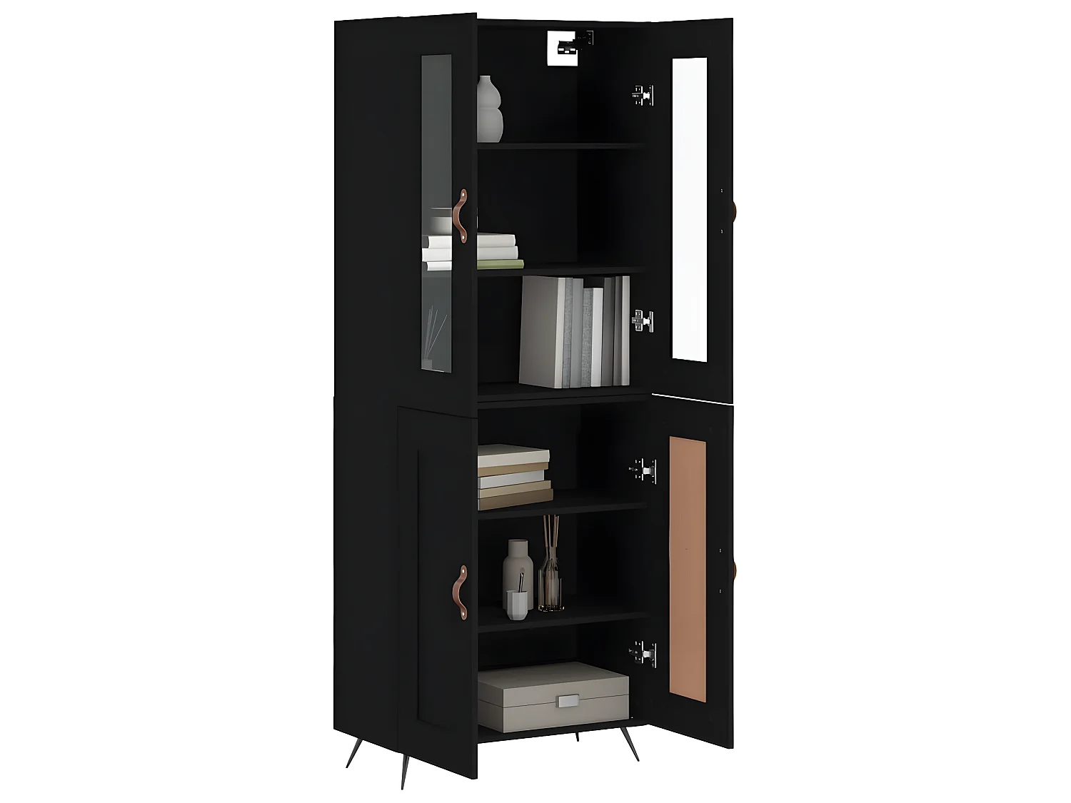 Buffet haut Noir 69,5x34x180 cm Bois d'ingénierie