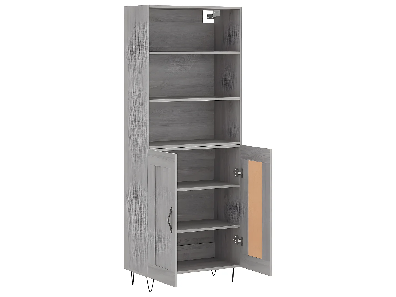 Aparador alto Sonoma gris 69,5x34x180 cm madera contrachapada