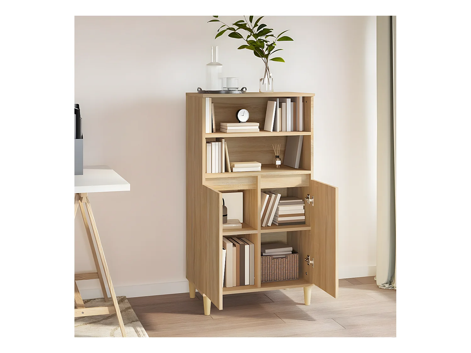 Hoog dressoir Sonoma eiken 60x36x110 cm Bewerkt hout