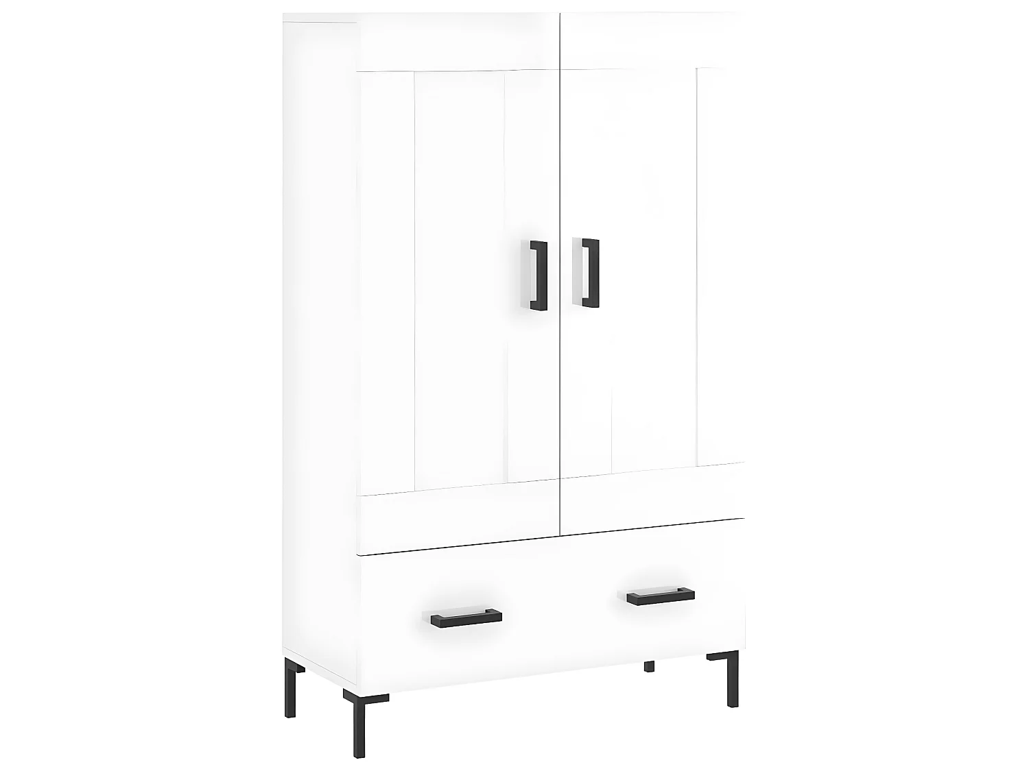 Buffet haut blanc brillant 69,5x31x115 cm bois d'ingénierie