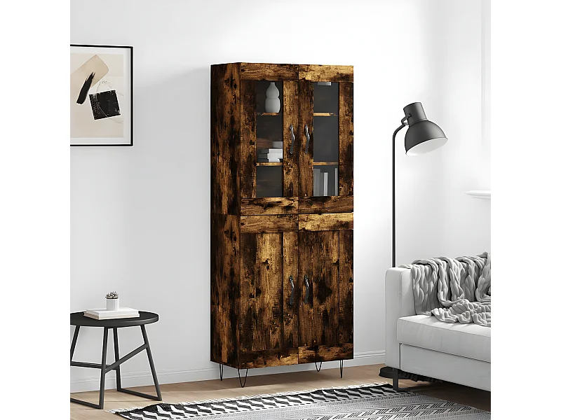 Credenza alta Rovere affumicato 69,5x34x180 cm MDF