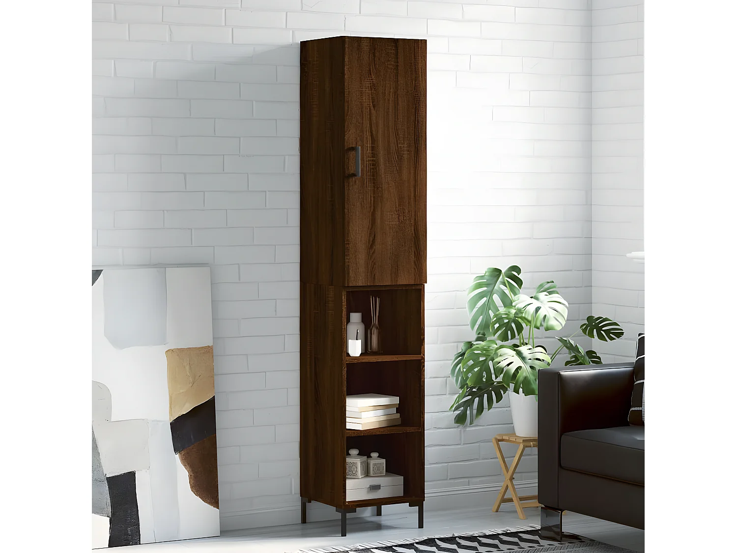 Credenza alta Rovere marrone 34,5x34x180 cm MDF