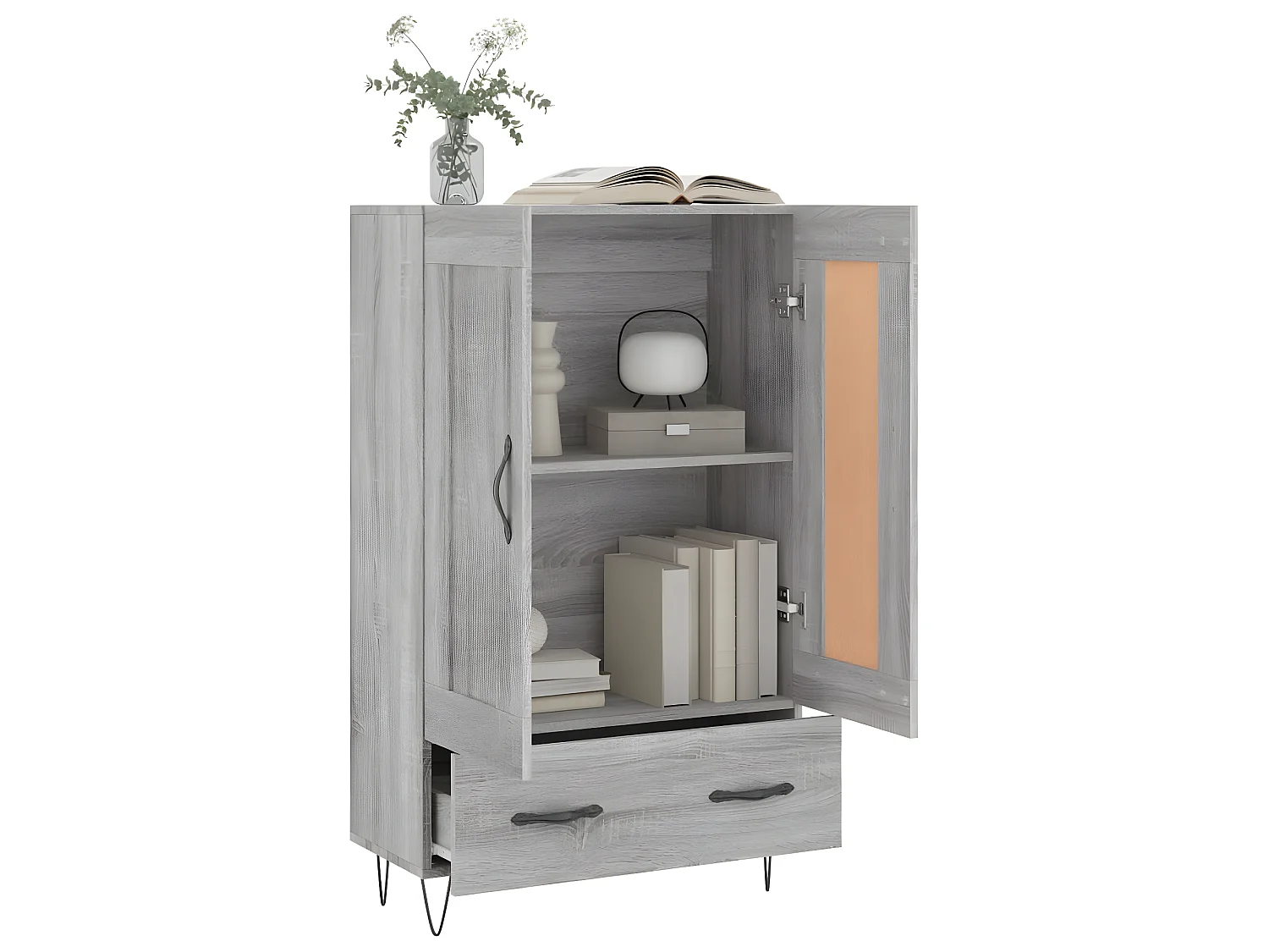 Buffet haut sonoma gris 69,5x31x115 cm bois d'ingénierie
