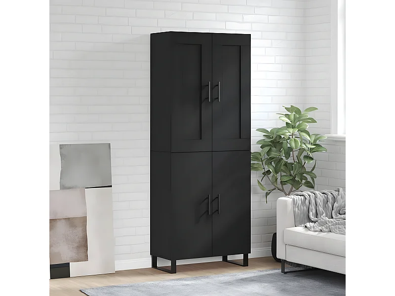 Aparador alto Negro 69,5x34x180 cm Madera contrachapada