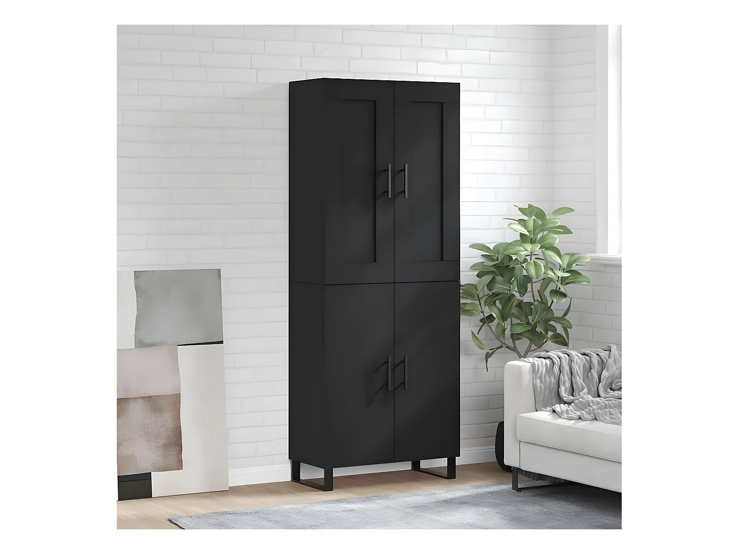 Credenza alta Nera 69,5x34x180 cm MDF