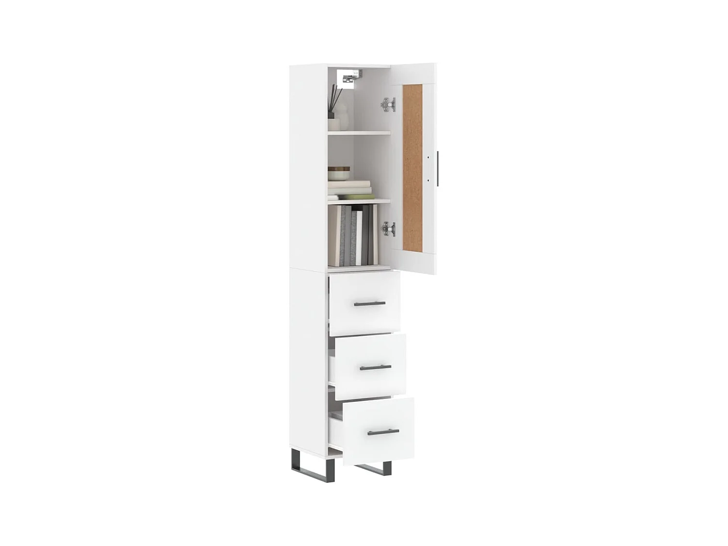 Buffet haut Blanc 34,5x34x180 cm Bois d'ingénierie