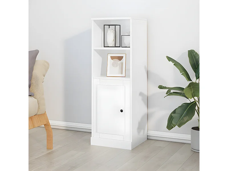 Aparador branco alto brilho 36x35,5x103,5 cm madeira trabalhada