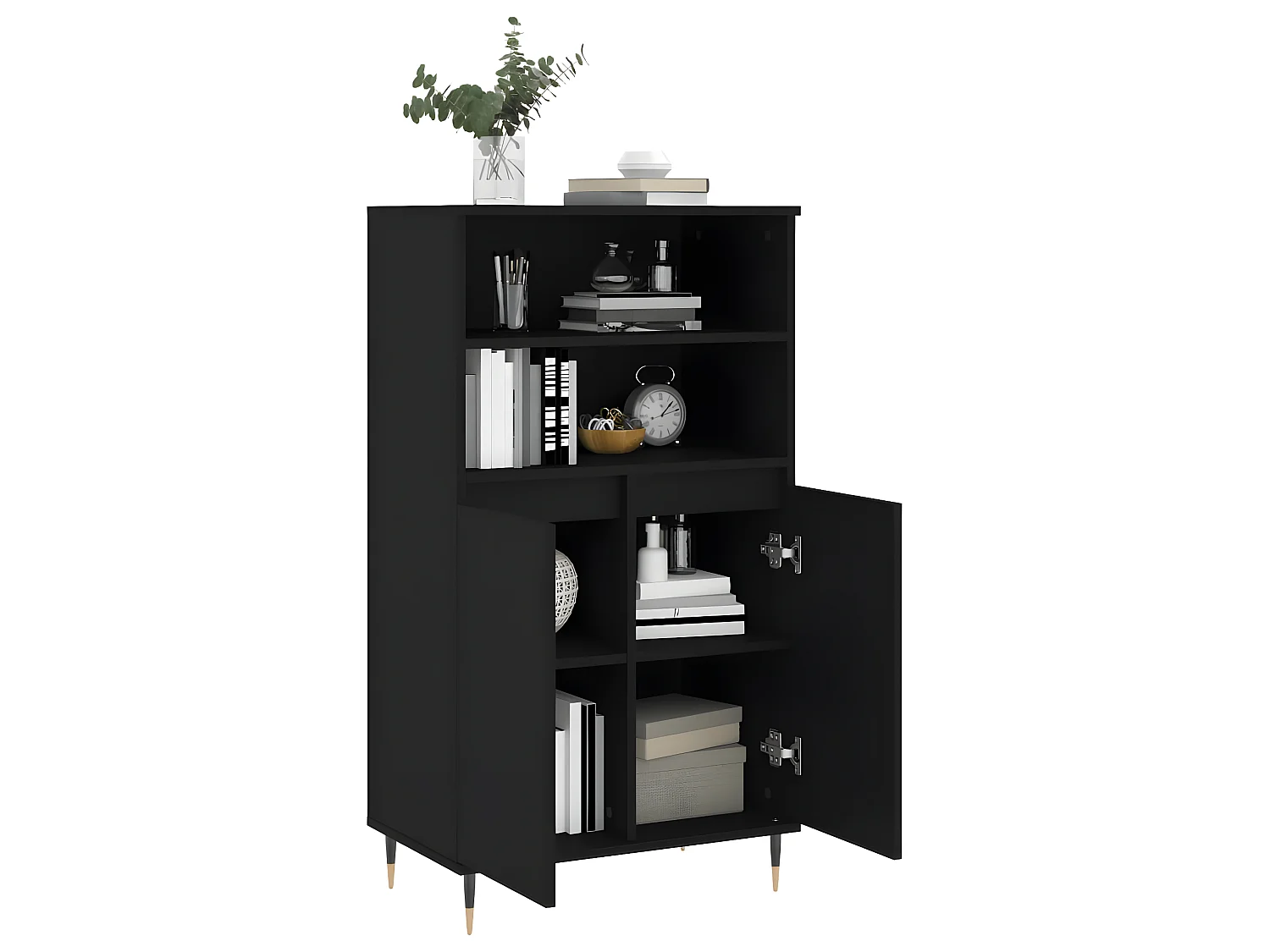 Buffet haut Noir 60x36x110 cm Bois d'ingénierie