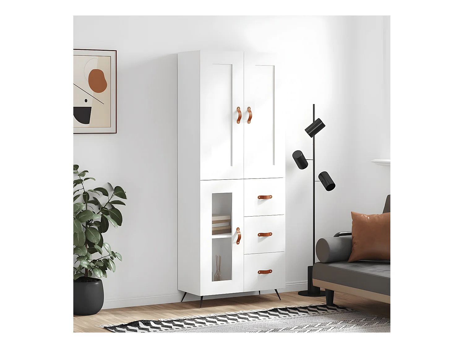 Credenza alta Bianca 69,5x34x180 cm MDF