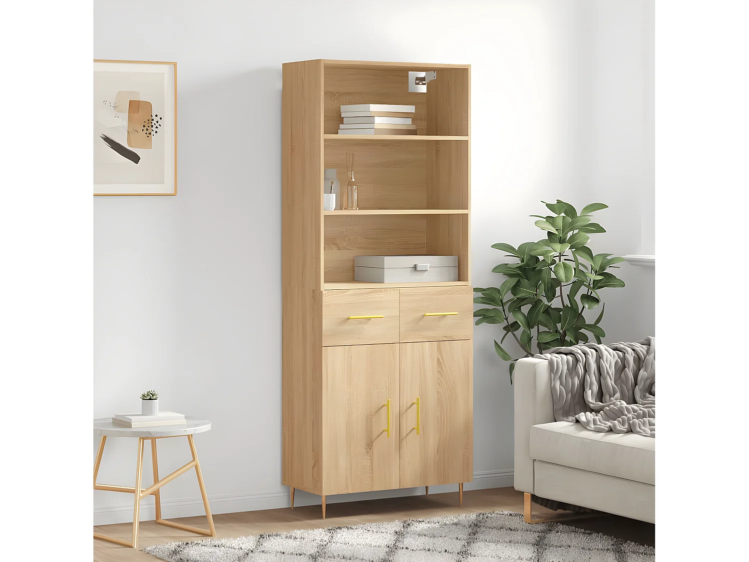 Hohes Sideboard Sonoma-Eiche 69,5x34x180 cm Holzwerkstoff