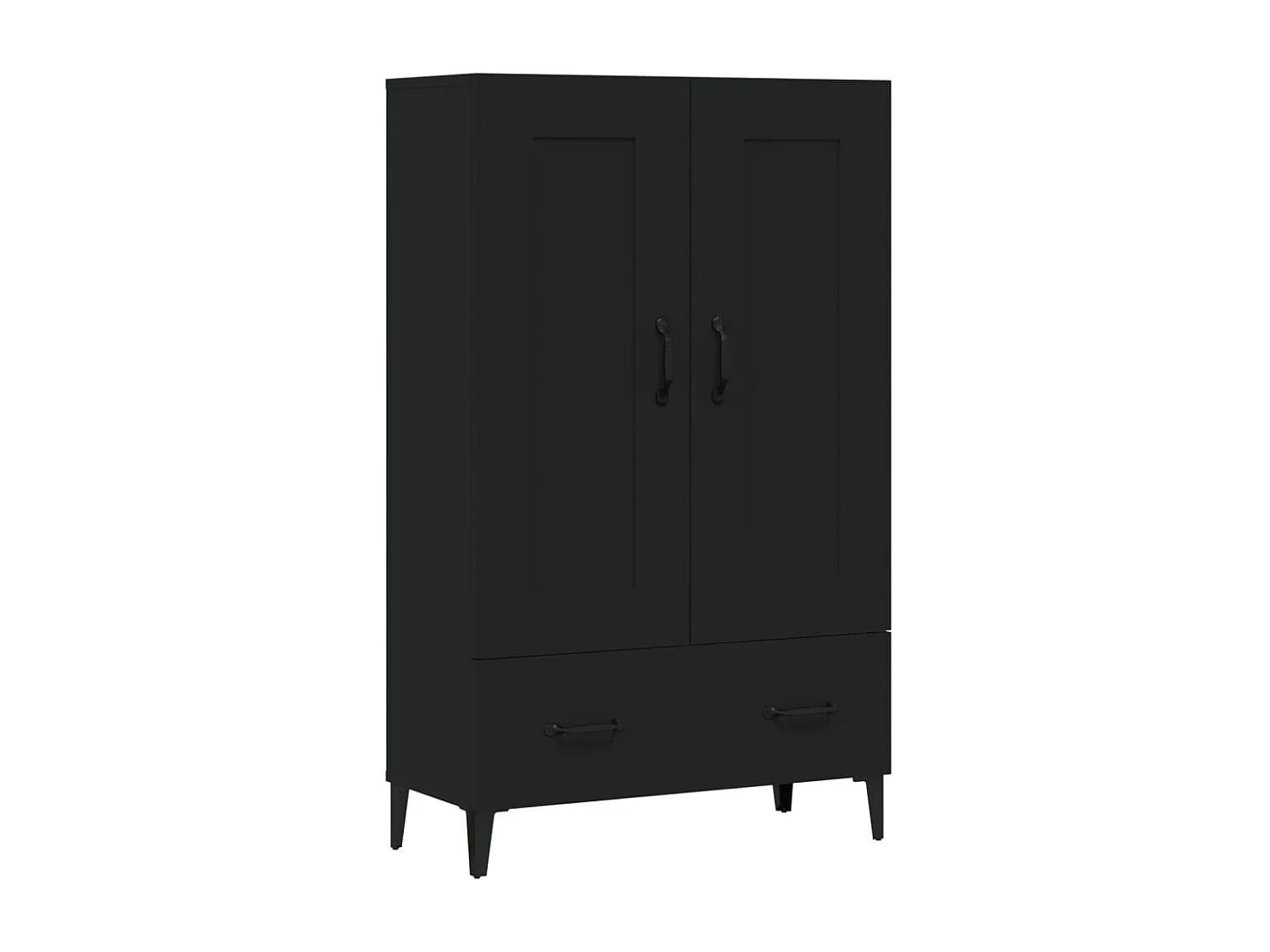 Buffet haut noir 70x31x115 cm bois d'ingénierie