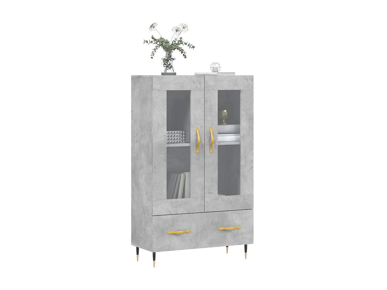 Buffet haut gris béton 69,5x31x115 cm bois d'ingénierie