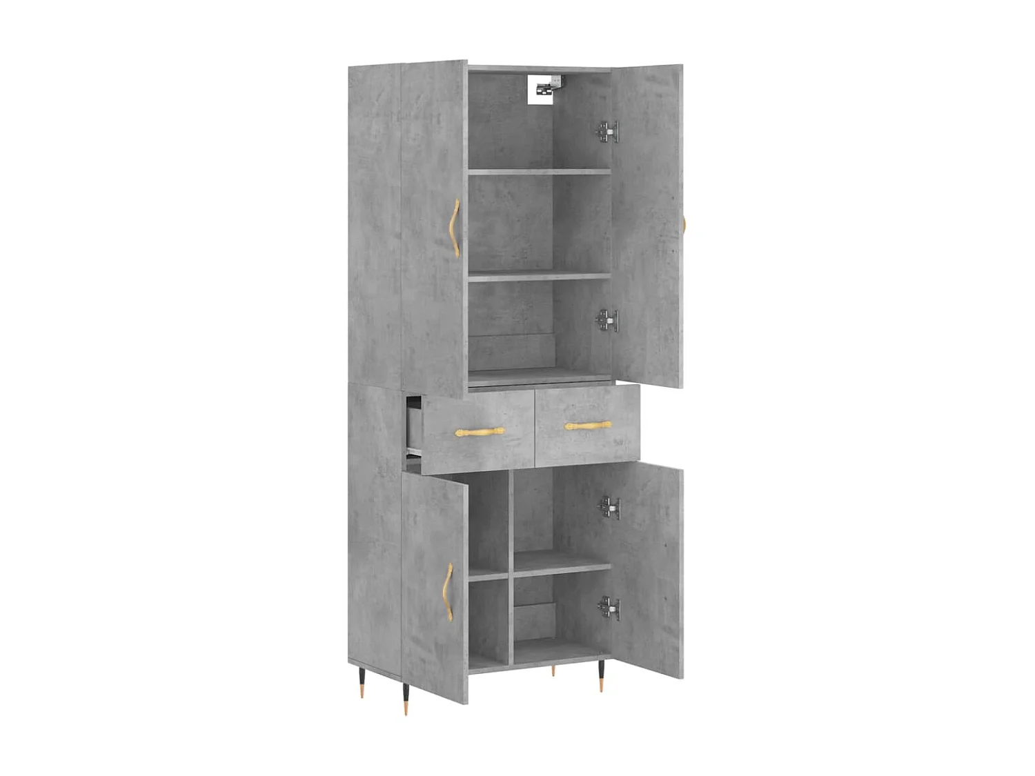 Buffet haut Gris béton 69,5x34x180 cm Bois d'ingénierie