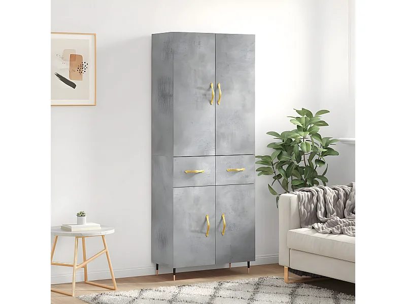 Credenza alta Grigio cemento 69,5x34x180 cm MDF