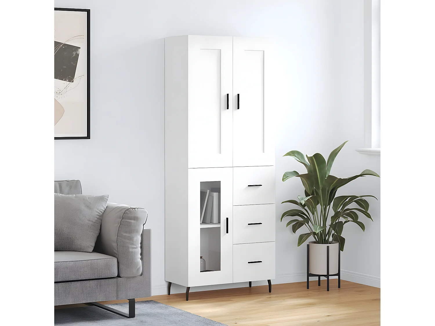 Hohes Sideboard Weiß 69,5 x 34 x 180 cm Holzwerkstoff