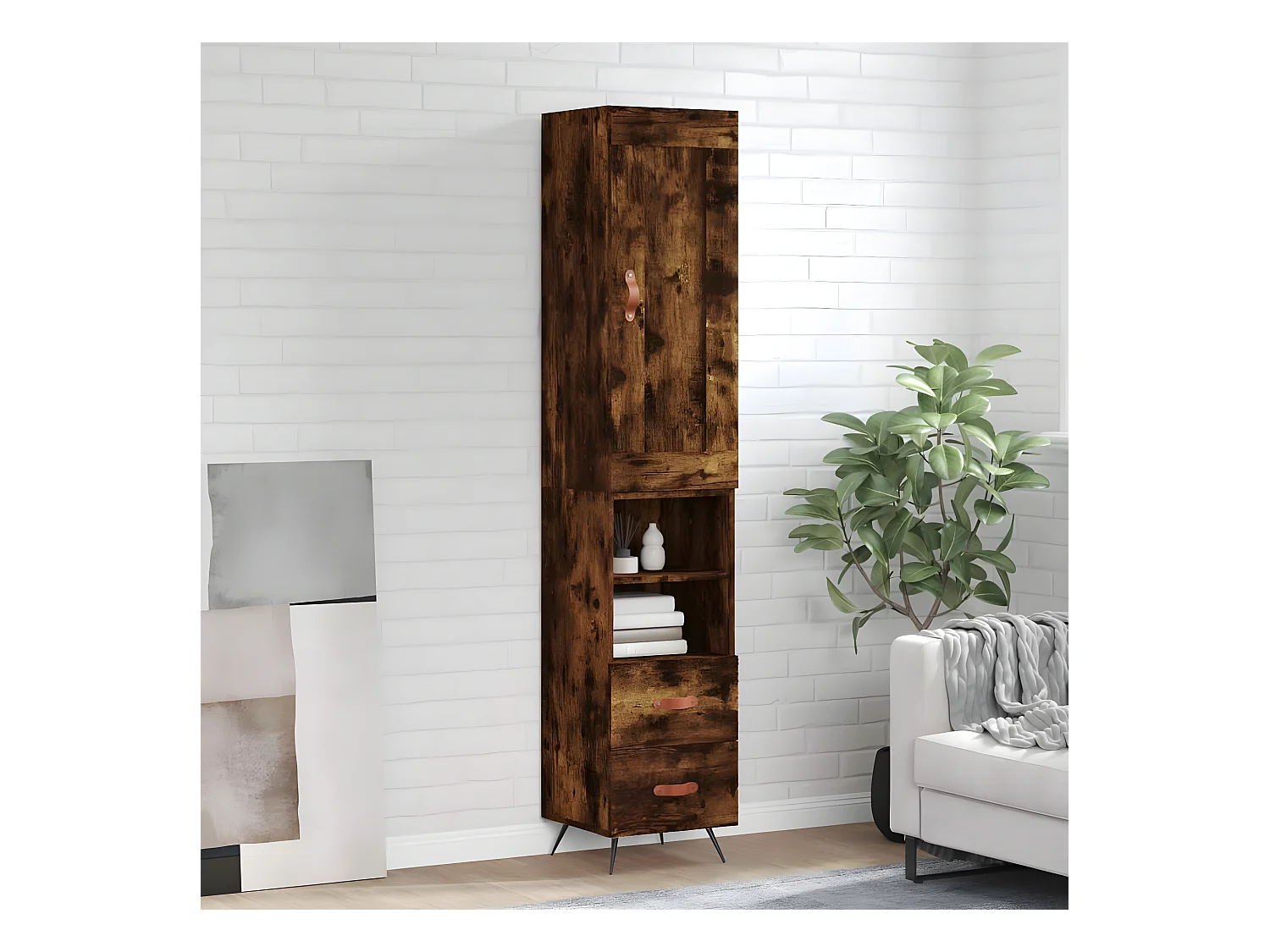 Credenza alta Rovere affumicato 34,5x34x180 cm MDF
