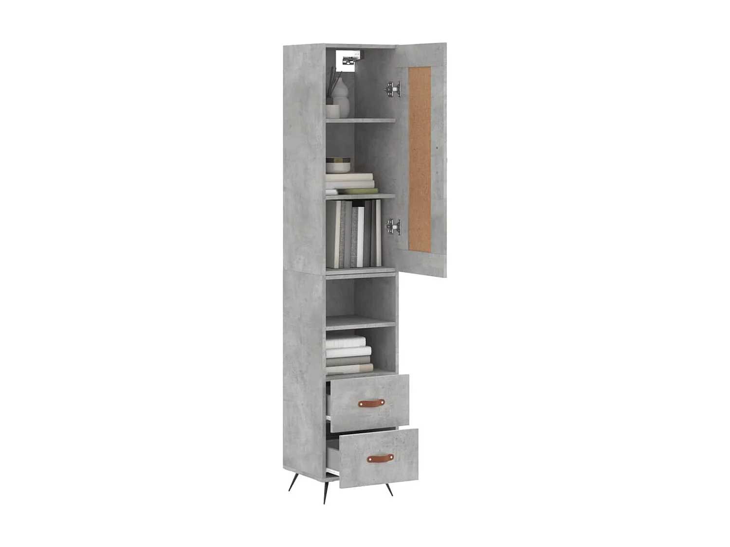 Buffet haut Gris béton 34,5x34x180 cm Bois d'ingénierie
