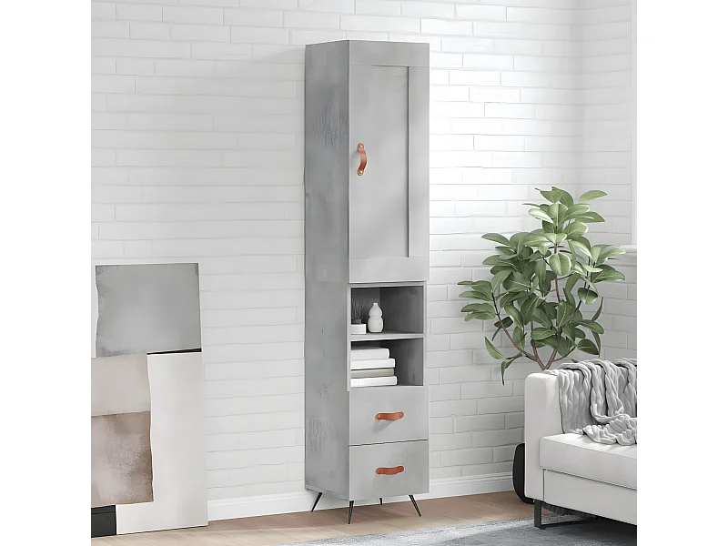 Hohes Sideboard Betongrau 34,5x34x180 cm Holzwerkstoff