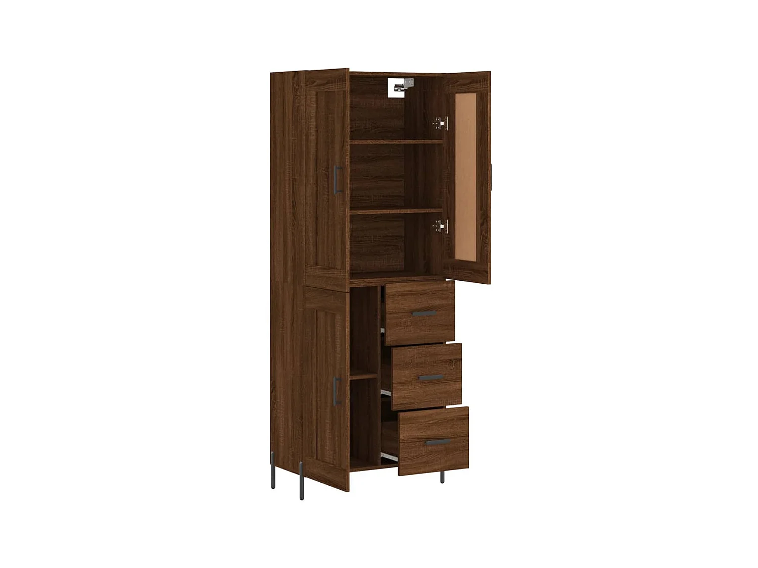 Buffet haut Chêne marron 69,5x34x180 cm Bois d'ingénierie