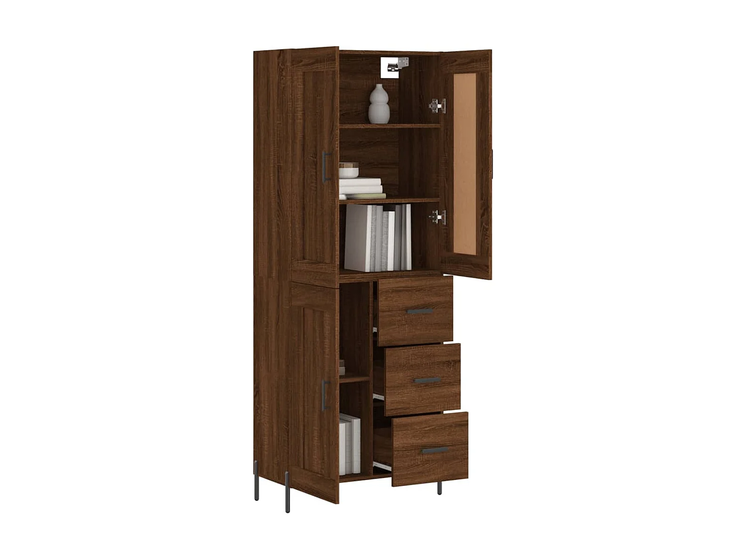 Buffet haut Chêne marron 69,5x34x180 cm Bois d'ingénierie