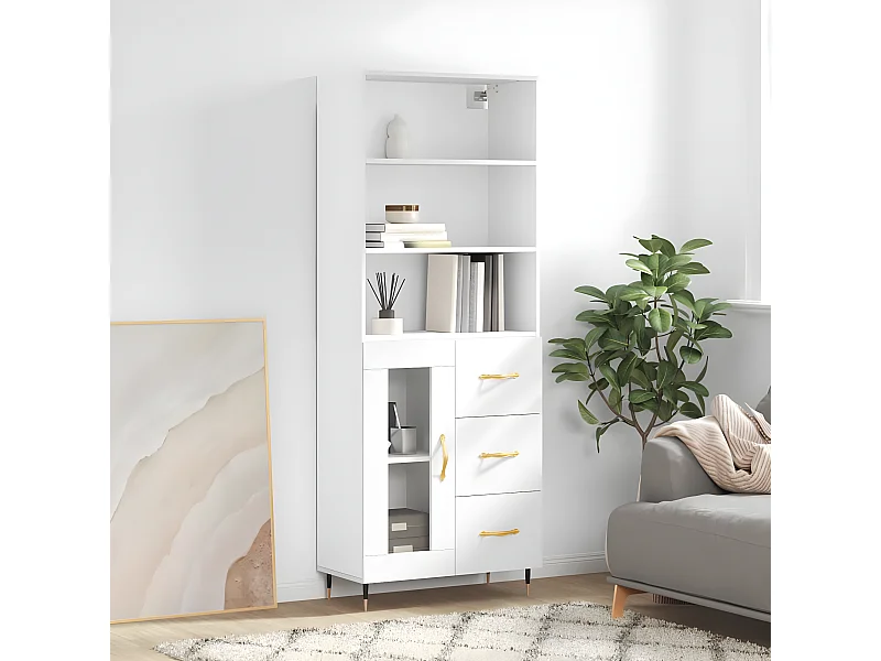 Credenza alta Bianca 69,5x34x180 cm MDF