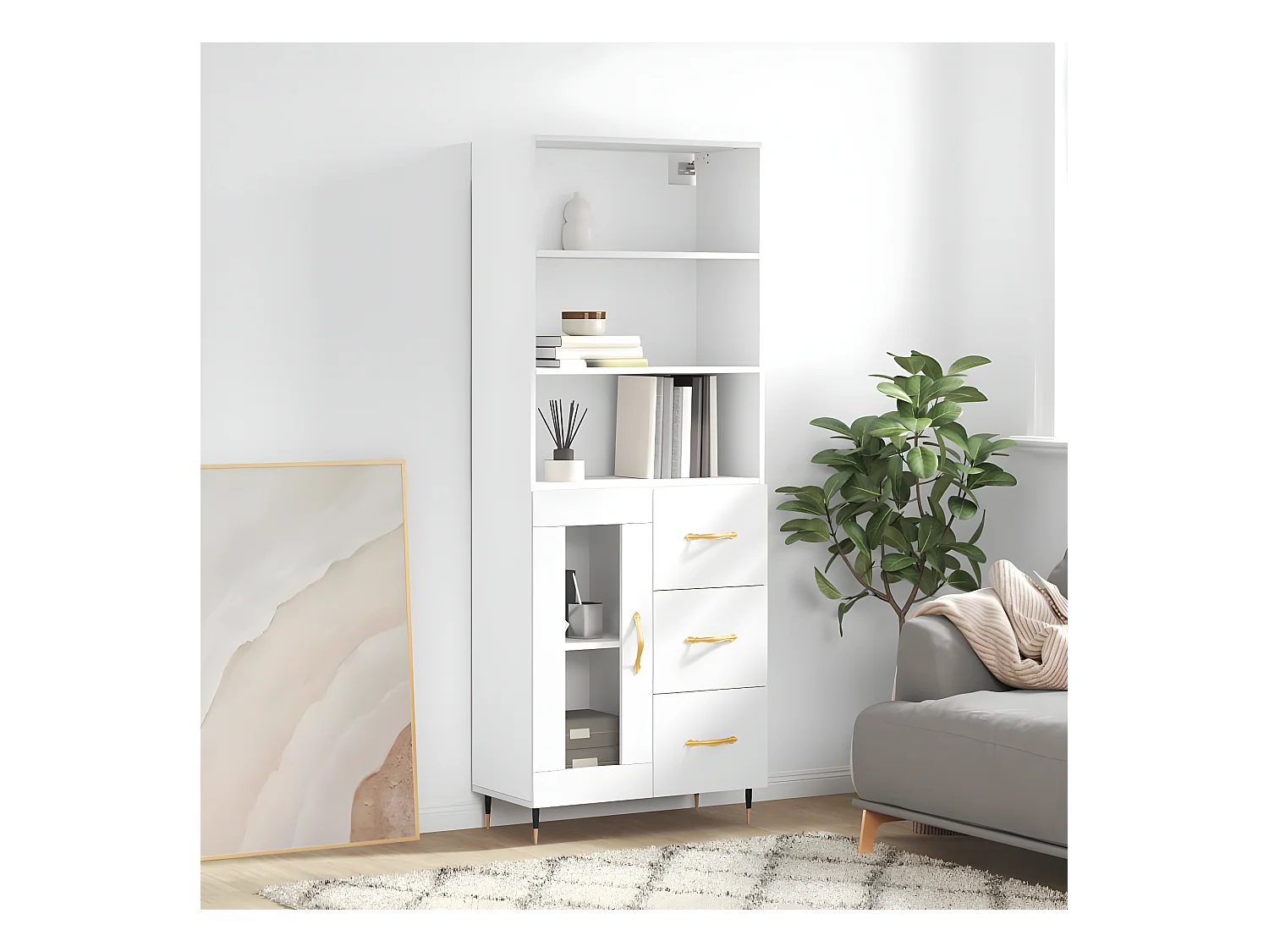 Credenza alta Bianca 69,5x34x180 cm MDF