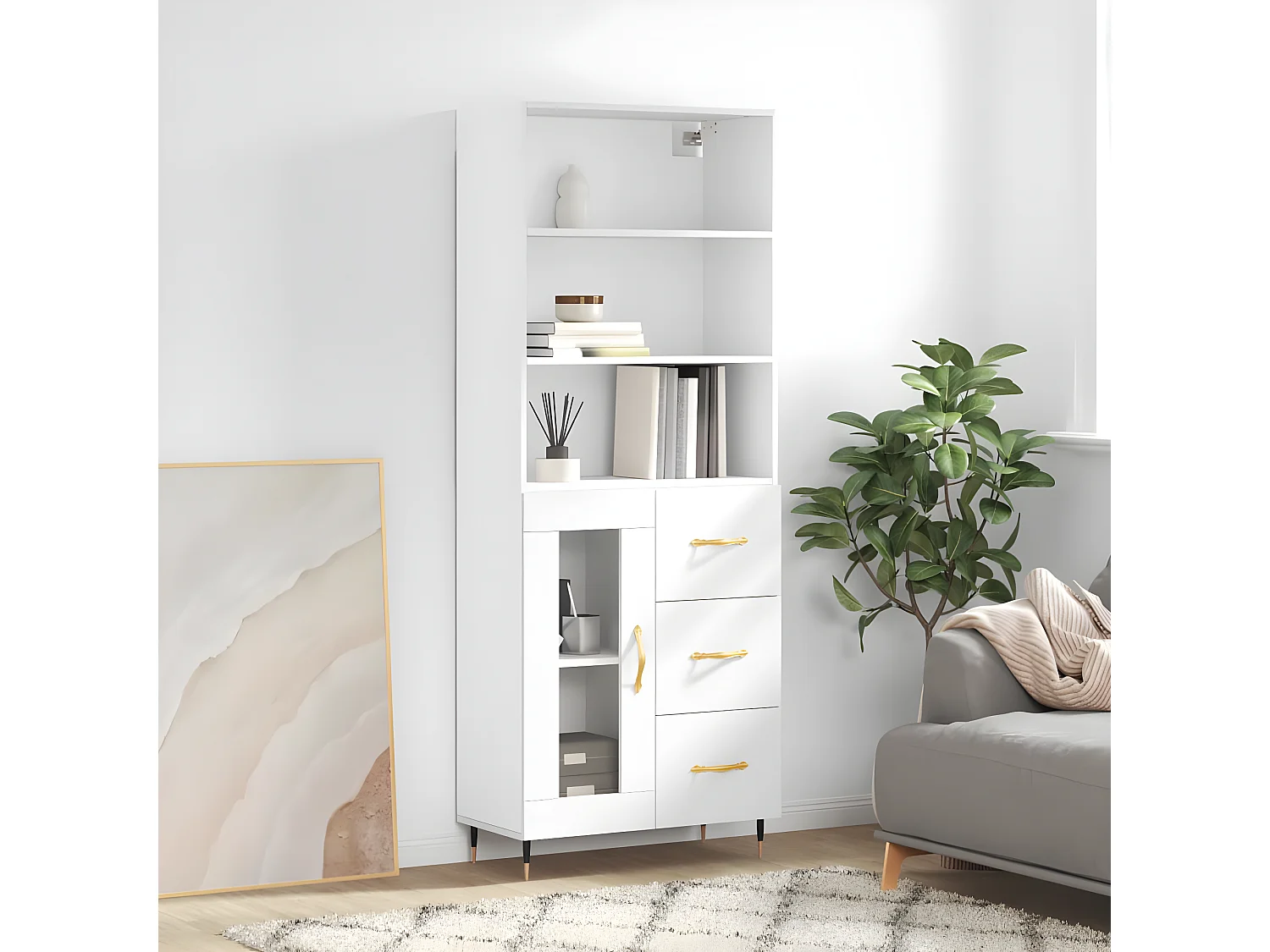 Hohes Sideboard Weiß 69,5 x 34 x 180 cm Holzwerkstoff